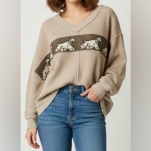 AERIE Oversized Upcycled Cocker Spaniel Tapestry Shirt - Size Medium